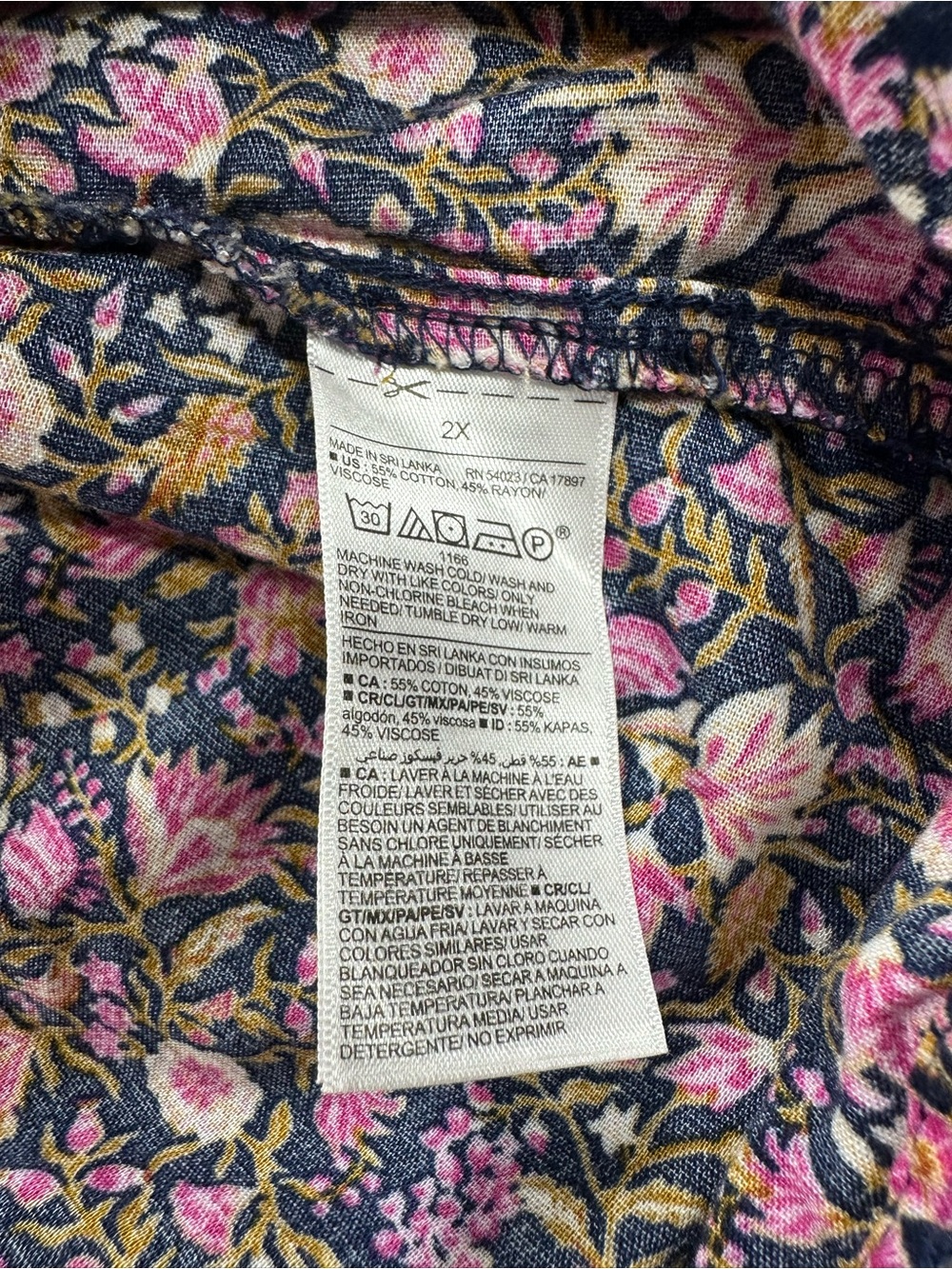 Old Navy Peasant Top Puff Sleeve Navy Floral Print - Picture 4 of 8